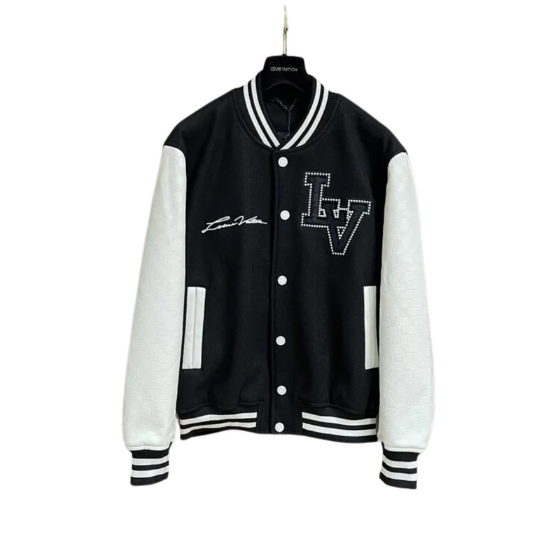 Jaqueta Varsity Louis Vuitton Preto e Branco