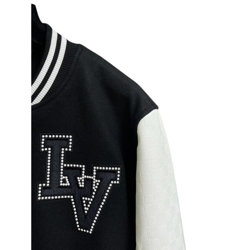 Jaqueta Varsity Louis Vuitton Preto e Branco