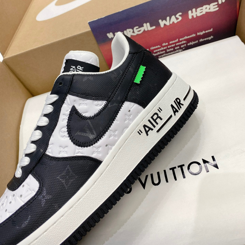 LOUIS VUITTON NIKE AIR FORCE 1 LOW VIRGIL BY VIRGIL ABLOH WHITE BLACK