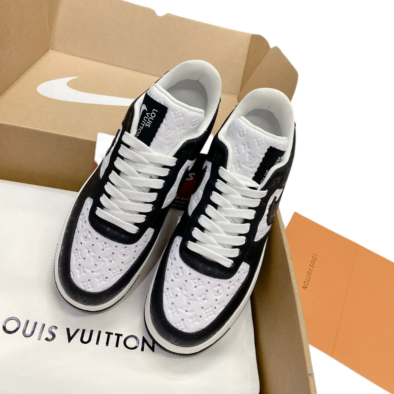 LOUIS VUITTON NIKE AIR FORCE 1 LOW VIRGIL BY VIRGIL ABLOH WHITE BLACK