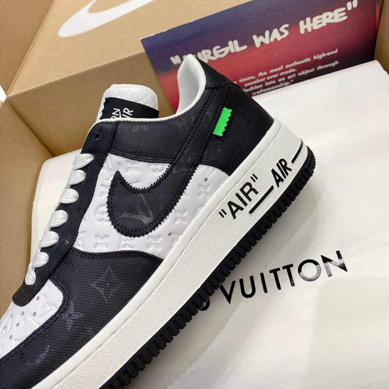 LOUIS VUITTON NIKE AIR FORCE 1 LOW VIRGIL BY VIRGIL ABLOH WHITE BLACK