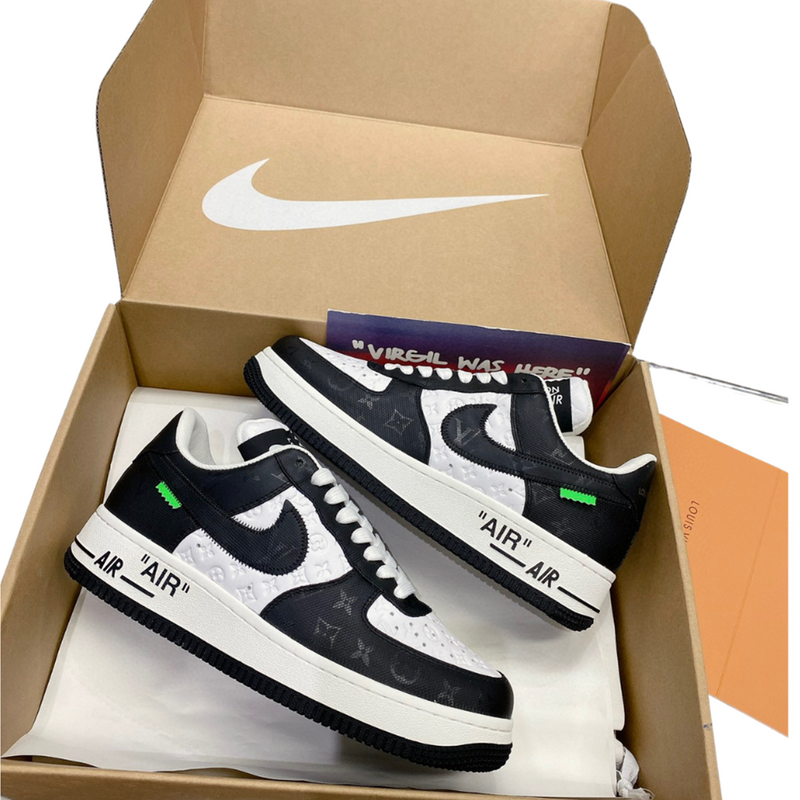 LOUIS VUITTON NIKE AIR FORCE 1 LOW VIRGIL BY VIRGIL ABLOH WHITE BLACK