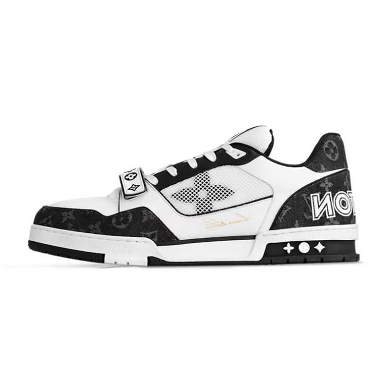 Louis Vuitton Trainer Velcro Strap Monogram Denim "Black White"